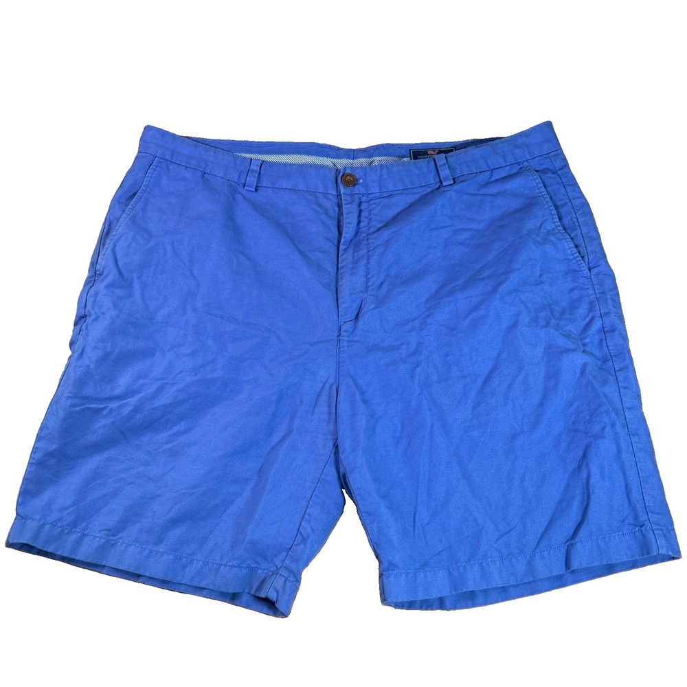 Vineyard Vines Breaker Shorts Men's 42 Blue Cotton Linen Blend Chino Breathable